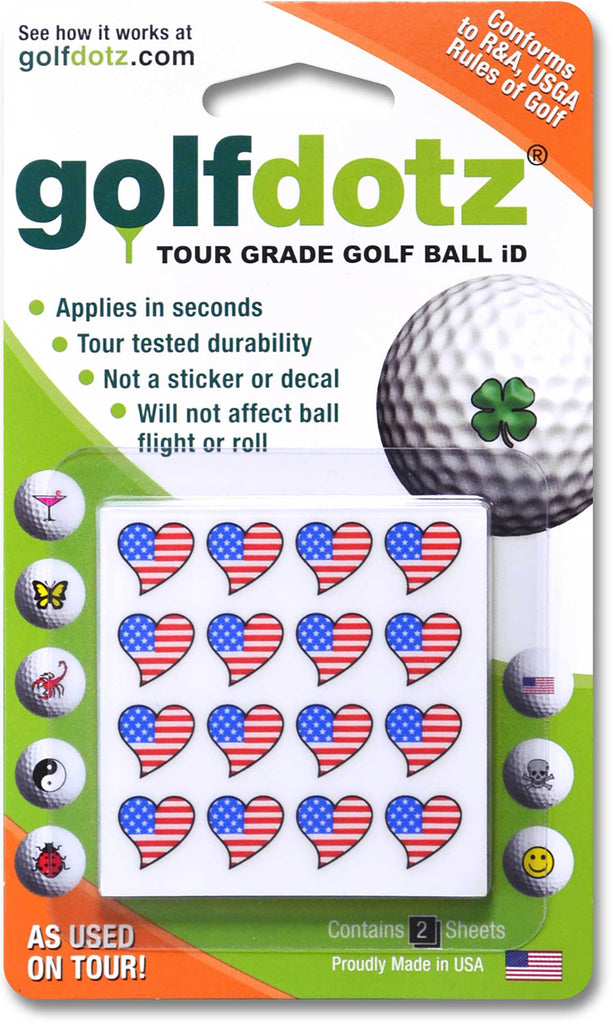 USA Heart Golf Ball Identifier USA Golf Ball Transfer Golfdotz