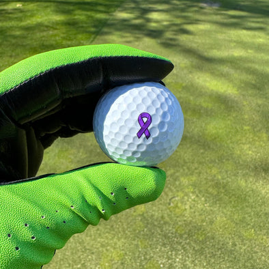 Purple Ribbon Design on Golf Ball