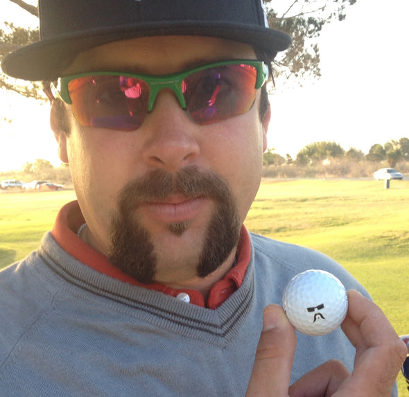 Andres Gonzales showing his custom golfdotz