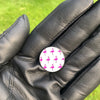Flamingo Ball Marker on Black Golf Glove