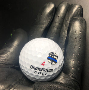 Thin Blue Line Flag style clover design on golf ball